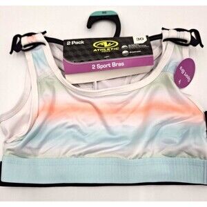ATHLETIC WORKS 2 PACK RACERBACK SPORTS BRAS BAND SIZE 30 GIRL'S SIZE S